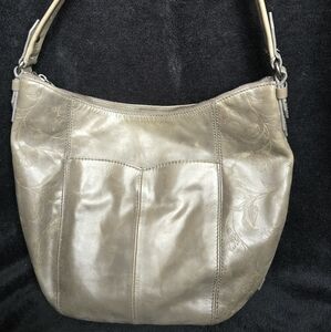 The SAK Leather Tooled Tote Handbag, Gray